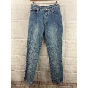 Lana Erica Jeans Womens Size 6 Blue Embroidered Rhinestone Distressed (READ)